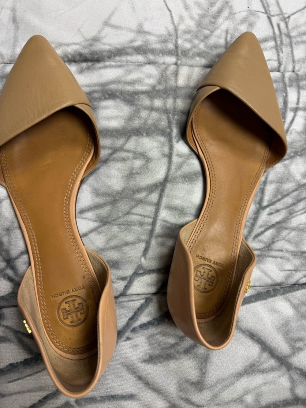 Tory Burch Caramel Tan Pointed D'Orsay Flats